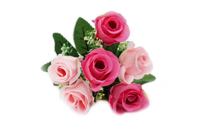 Kunstige Blomster Rose Buket Pink/Lyserød