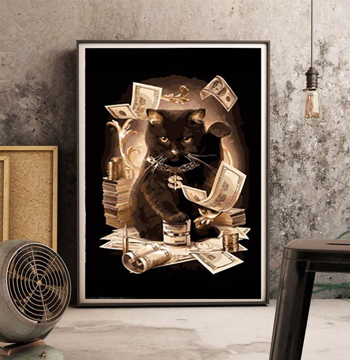 5D Diamant Maleri Fulddækkende 50cmx40cm Lykke kat