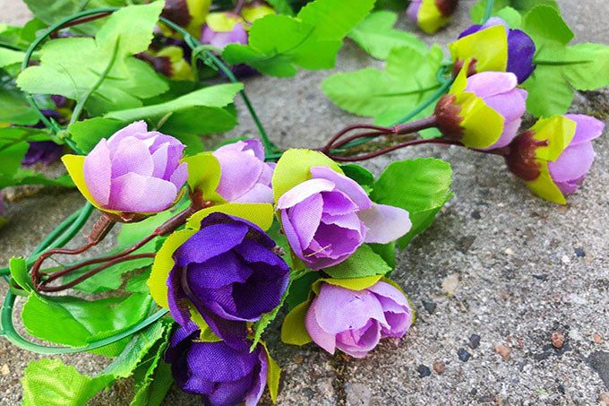 Kunstige Blomster Rank Rosenknopper Lilla