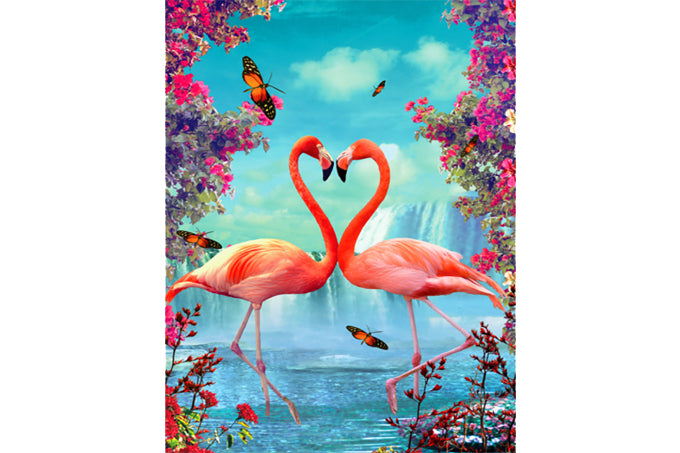 5D Diamant Maleri Fulddækkende 30cmx40cm Flamingo