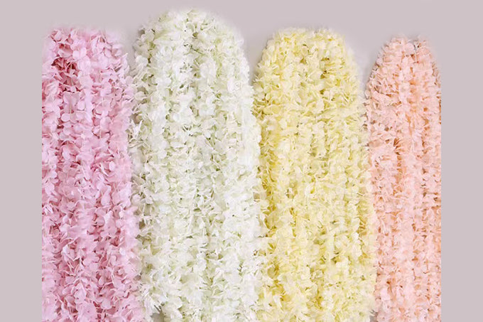 Kunstig Blomster Rank Hortensia Pink Lyserød 200cm