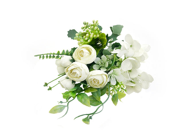 Kunstige Blomsterbuket Camellia Hortensia Creme Hvid