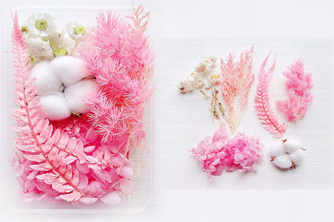 DIY Natur Tørrede Blomster Lyserød M/Bomuld