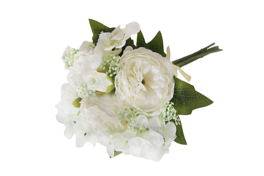 Luksus Kunstige Buket Pæon Hortensia Persisk Rose / Hvid-KB1007