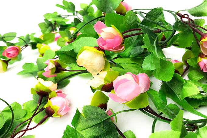 Kunstige Blomster Rank Rosenknopper Lyserød