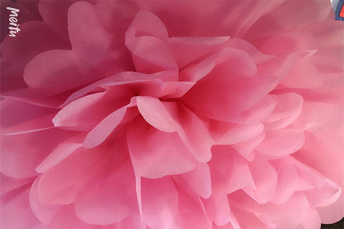 Silkepapir Blomster Dekoration Lyserød Pink 3stk.-Pak