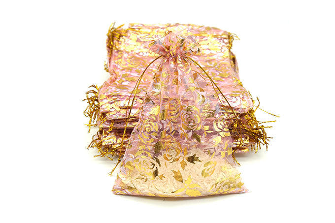 Organza Pose 50 stk- pak Lysrød, Guld