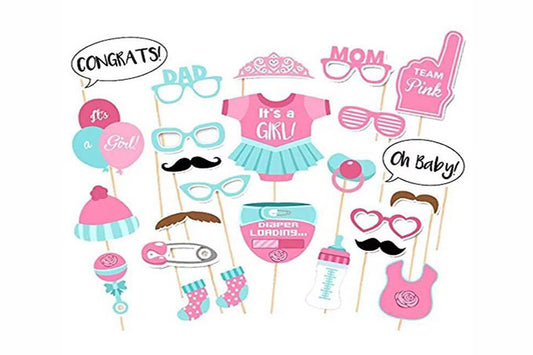 Lyserød Baby Shower Foto Rekvisitter