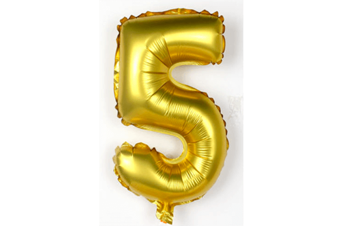 Guld Alu Folie Ballon | 5-tal