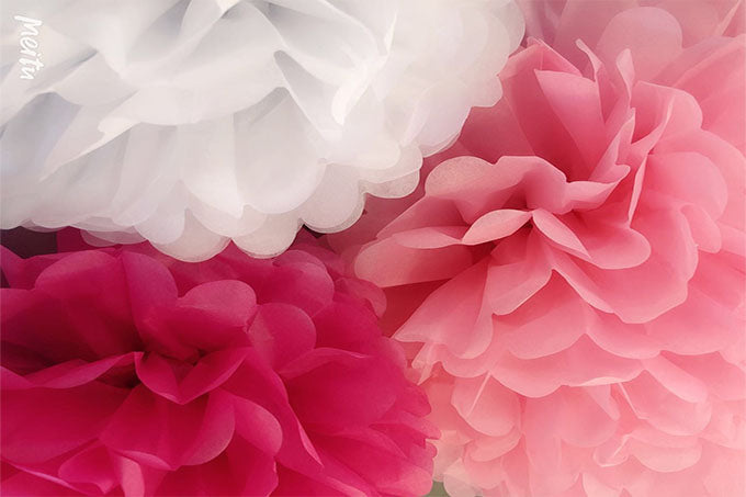 Silkepapir Blomster Dekoration Lyserød Pink 3stk.-Pak