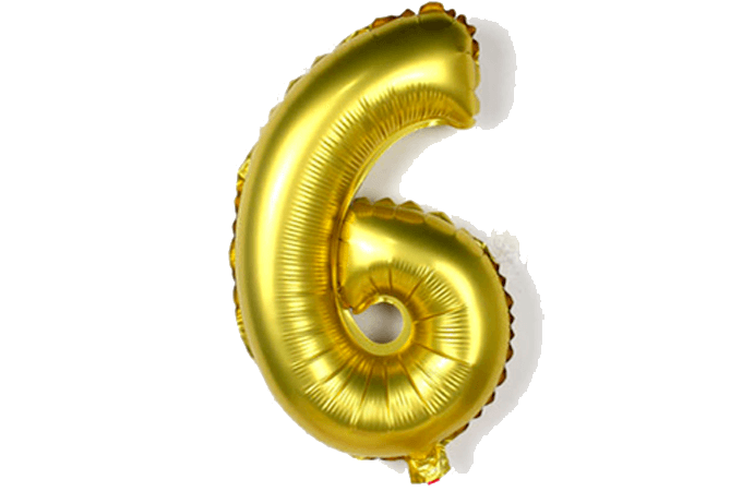 Guld Alu Folie Ballon | 6-tal