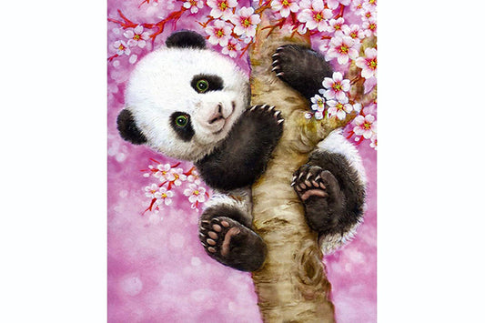 5D Diamant Maleri Fulddækkende 30cmx40cm Søde Panda Lyserød