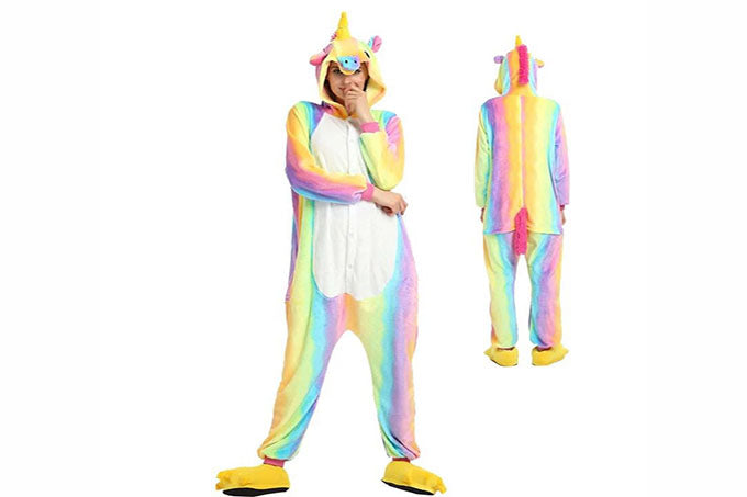 Unicorn / Enhjørning Regnbue Dragt & Pyjamas  (voksen & barn)