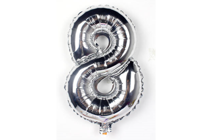 Folieballon  8-tal Sølv 55 cm