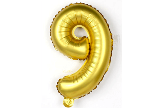 Guld Alu Folie Ballon | 9-tal