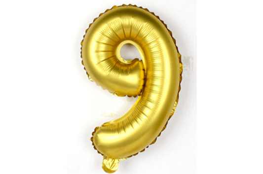 Guld Alu Folie Ballon | 9-tal