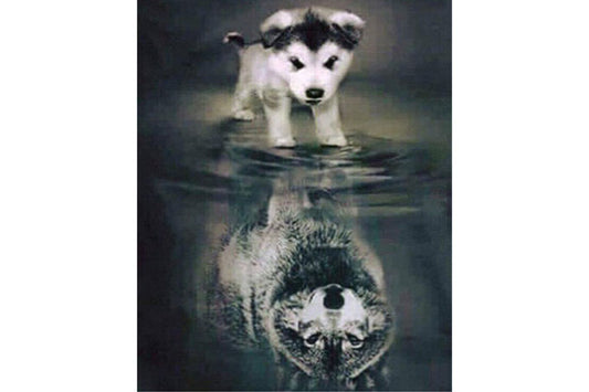 5D Diamant Maleri Fulddækkende 50cmx40cm Husky spejlbillede