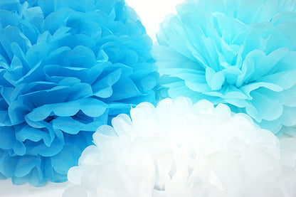 Papir Blomster Dekoration Blå 3stk.-Pak