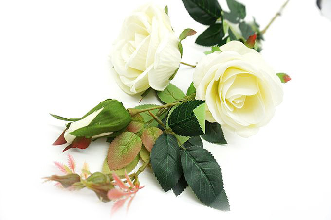 Kunstige Blomster Rose Cremehvid