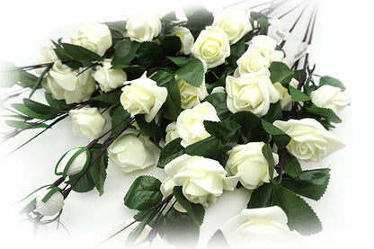 Kunstige Blomster Lille Rose Creme Hvid