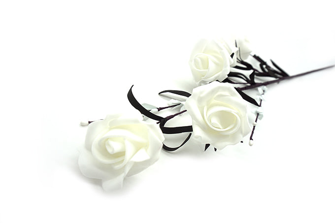 Kunstige Blomster Lille Rose Sort Hvid
