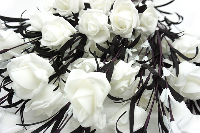 Kunstige Blomster Lille Rose Sort Hvid