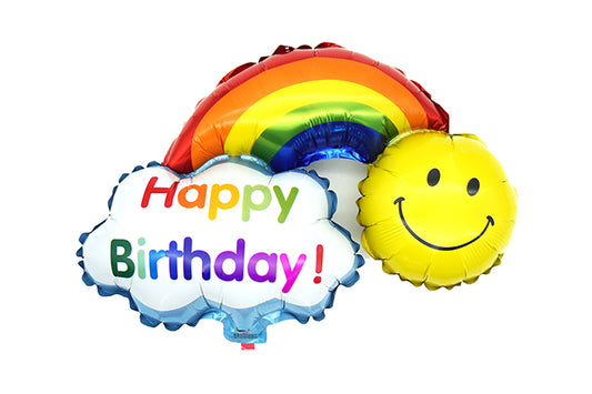 Regnbue Happy Birthday Ballon