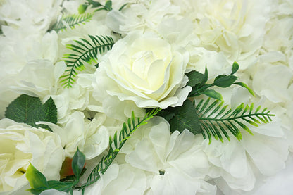 Kunstige Blomstervæg Hvid M/Rose/Grøn Blade