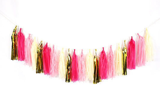 Tassel Gurilande - Guld/Pink/Lyserød/Creme Hvid