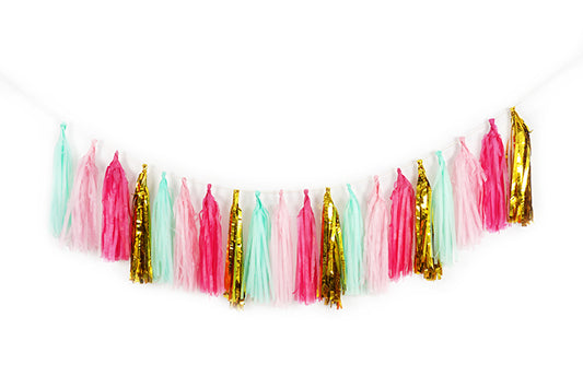 Tassel Gurilande - Guld/Pink/Lyserød/Lysegrøn