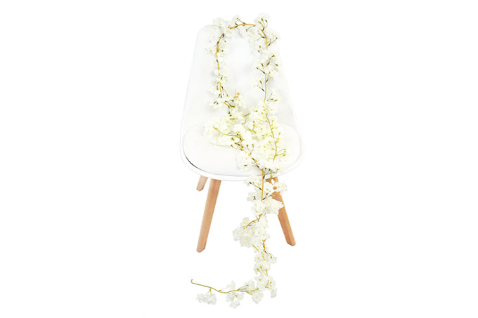 Kunstige Blomster Rank Japansk Kirsebær Hvid