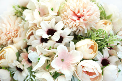Kunstige Blomster Rose Hortensia Bryllup Buket Lyserød-KB1003