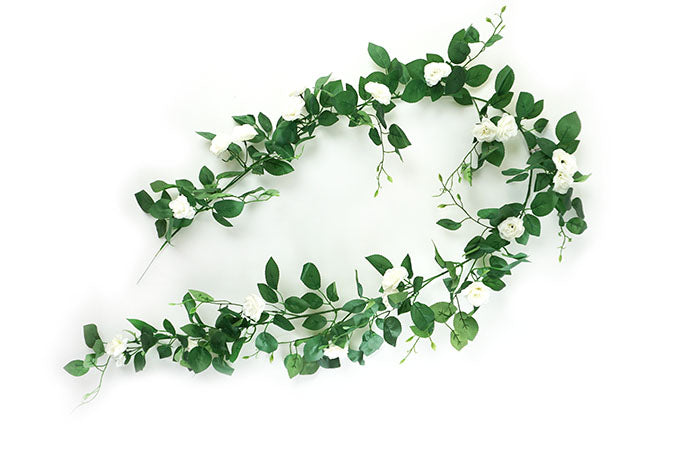 Kunstige Blomster Ranke Naturtro Rose Hvid