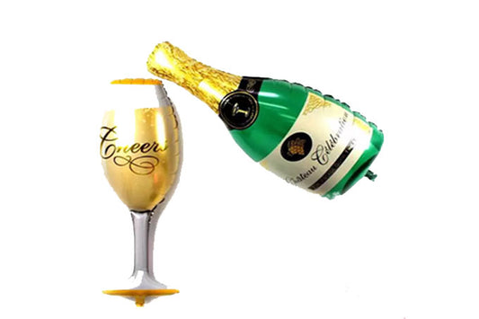 Champagne og Glas Helium Ballon