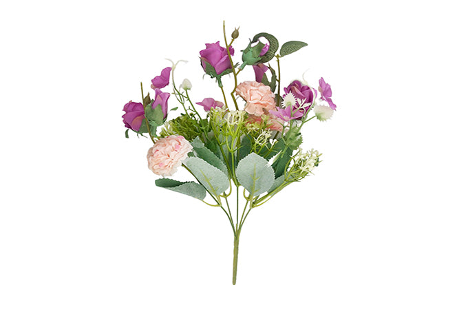 Kunstige Blomster Buket Pink Rose og Lyserød Hortensia