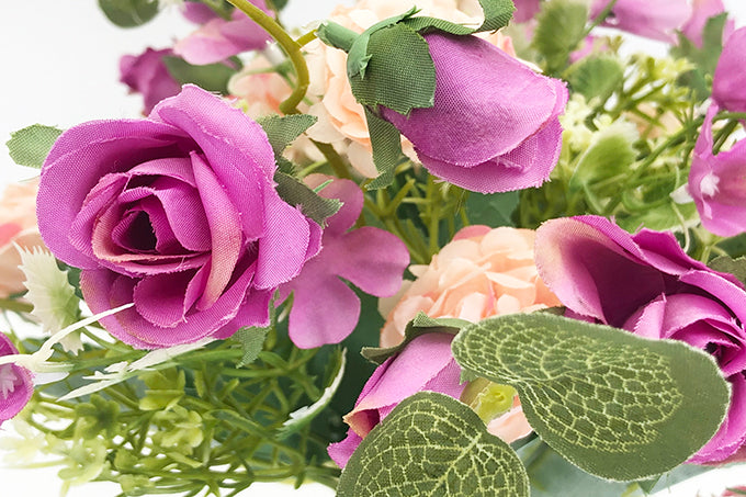 Kunstige Blomster Buket Pink Rose og Lyserød Hortensia