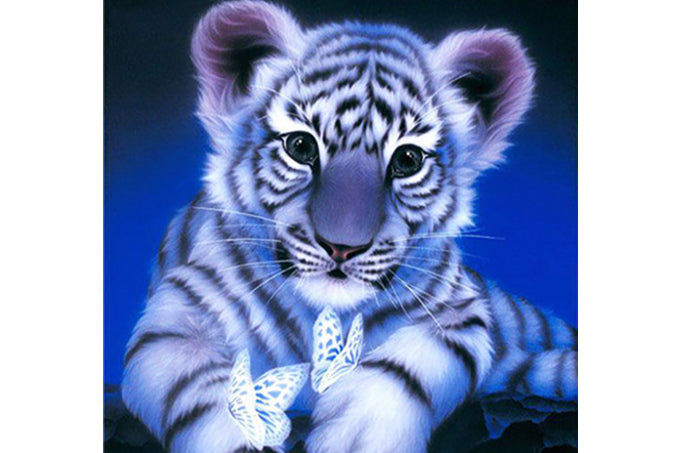 5D Diamant Maleri Fulddækkende 30cmx30cm Baby Tiger