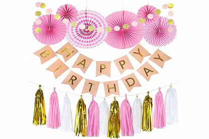 Happy Birthday Banner Lysrød