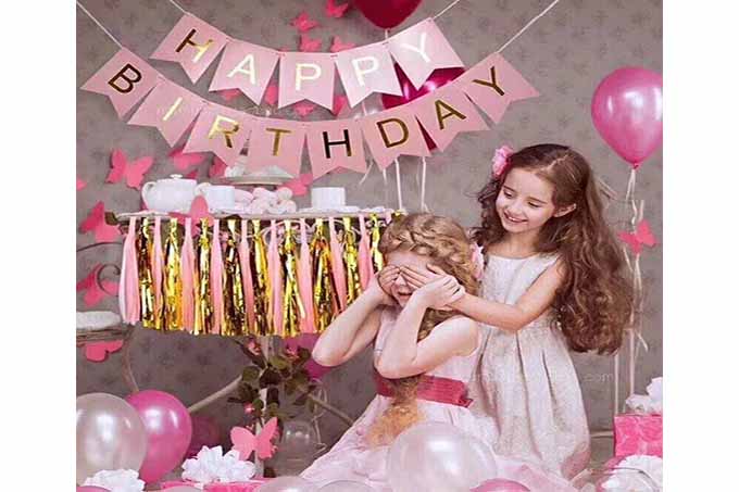 Happy Birthday Banner Lysrød