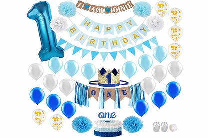 Happy Birthday Banner Blå
