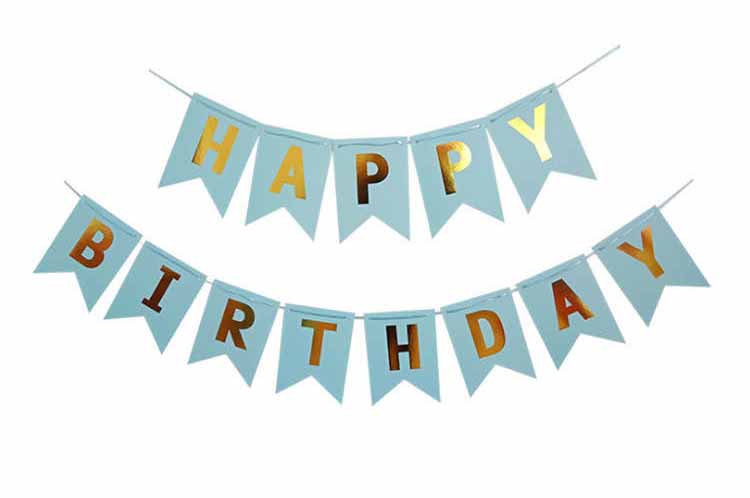 Happy Birthday Banner Blå