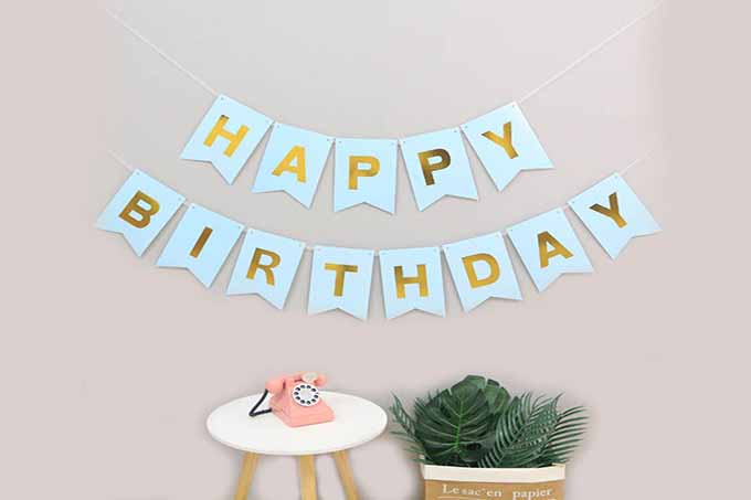 Happy Birthday Banner Blå