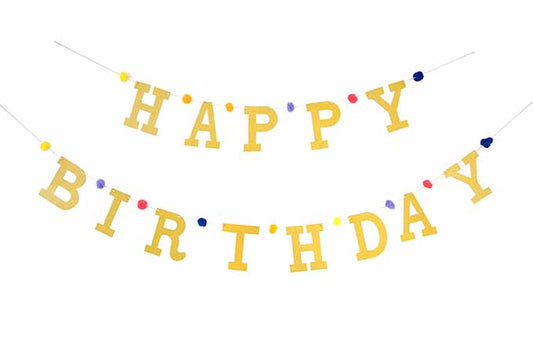 Happy Birthday Guirland Guld