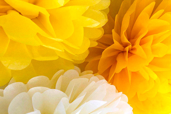 Papir Blomster Dekoration Gul 3stk.-Pak