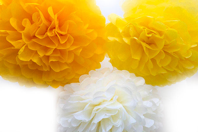Papir Blomster Dekoration Gul 3stk.-Pak