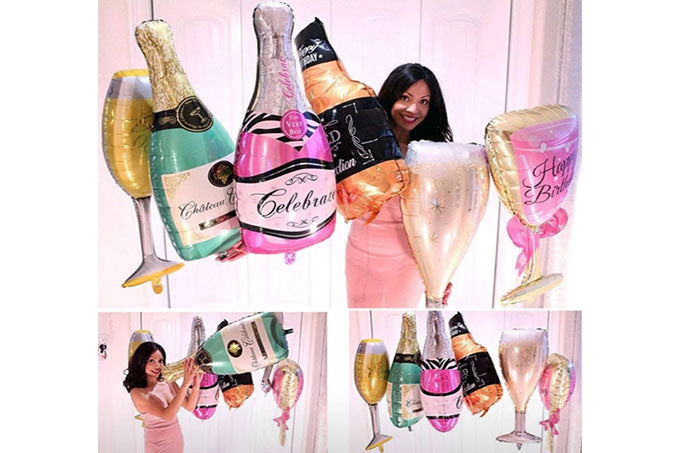 Fødselsdag Champagne & Glas Ballon