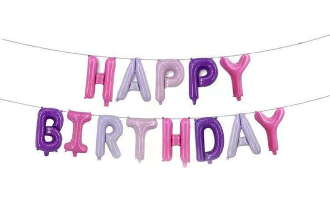 Happy Birthday Folie Ballon Pink/Lilla Sæt