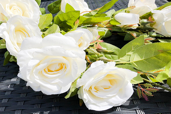 Kunstige Blomster Rose Creme Hvid