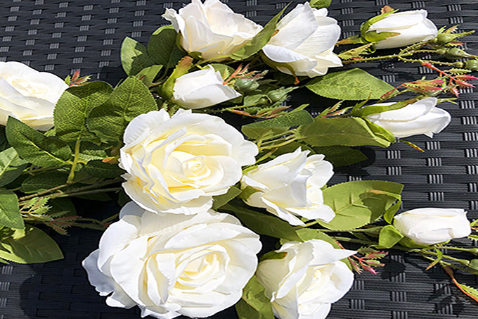 Kunstige Blomster Rose Creme Hvid