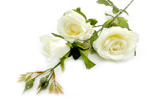 Kunstige Blomster Rose Creme Hvid
